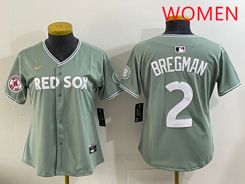 Women 2025 Boston Red Sox #2 Bregman Green Joint Name Nike MLB Jersey style 8->women mlb jersey->Women Jersey